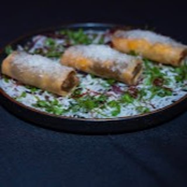 Parmesan Beef Spring Rolls.