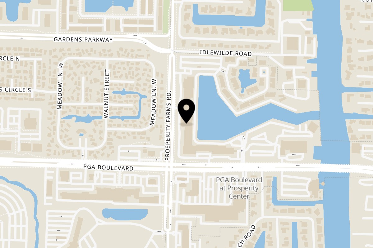 Map showing the location of Red Phoenix Sushi and Authentic Asian Fusion on 2401 PGA Blvd #160 in Palm Beach Gardens
